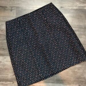 LOFT Woven Multi Jacquard Textured Navy Skirt - Size 6